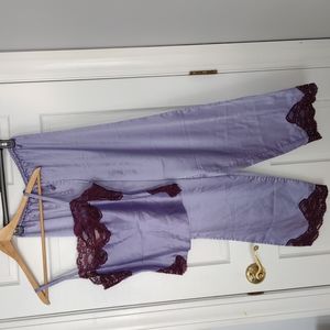 Victoria's Secret Women's Size Small Purple Satin/Lace Negligee Set VGUC